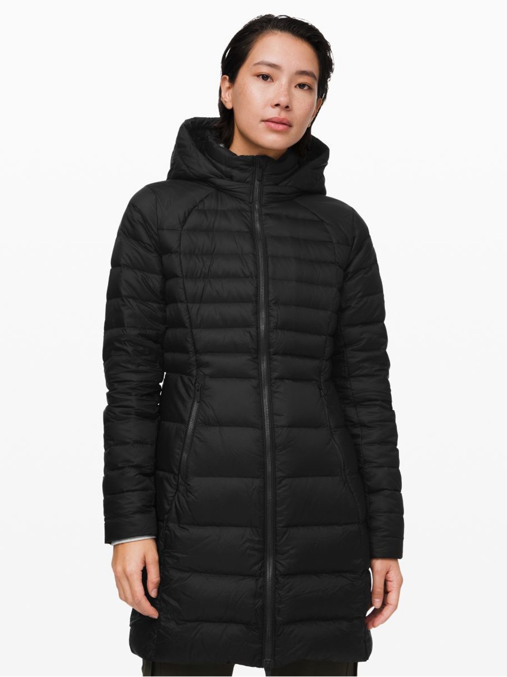 lululemon athletica Black Long Hooded Puffer Coat